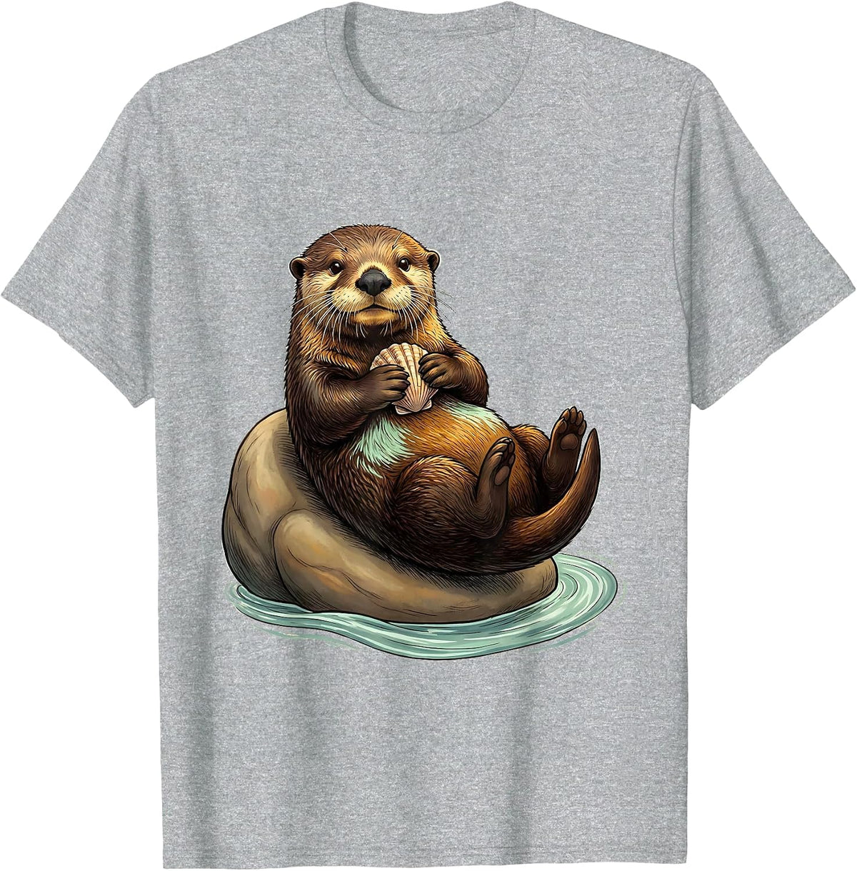 Men's Sea Otter Belly Slide Cute Otter Lover Humor T-Shirt - Heather Grey