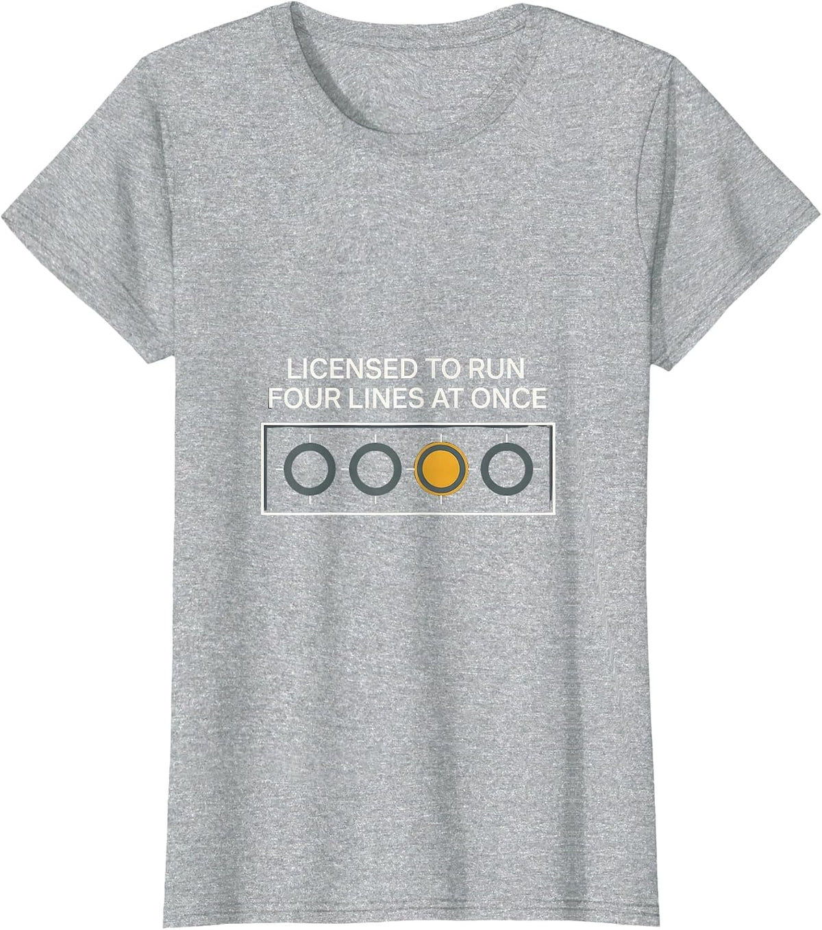 Women's Licensed To Run Four Lines At Once Thin Gold Line 911 T-Shirt - Heather Grey