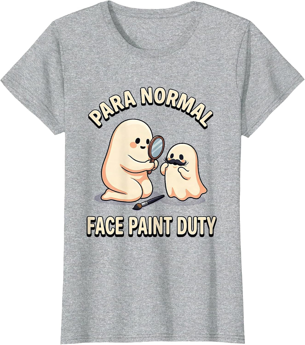 Para Normal Face Paint Duty Cute Kawaii Ghost Halloween T-Shirt - Heather Grey
