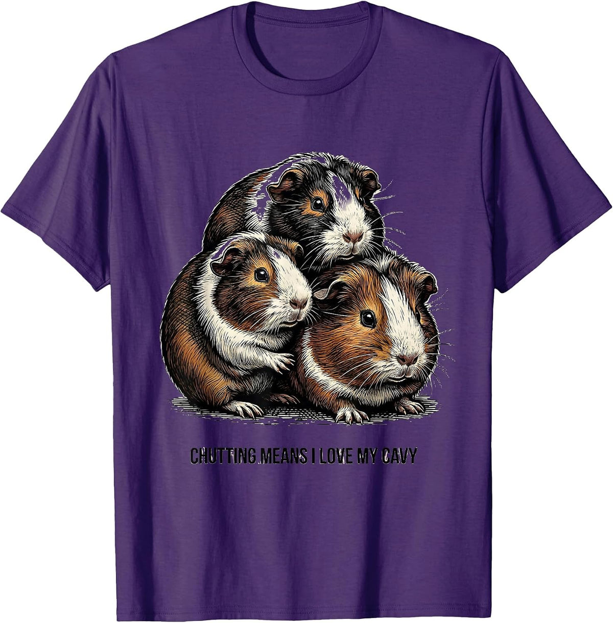 Chutting Means I Love My Cavy Funny Guinea Pig Lover T-Shirt - Purple