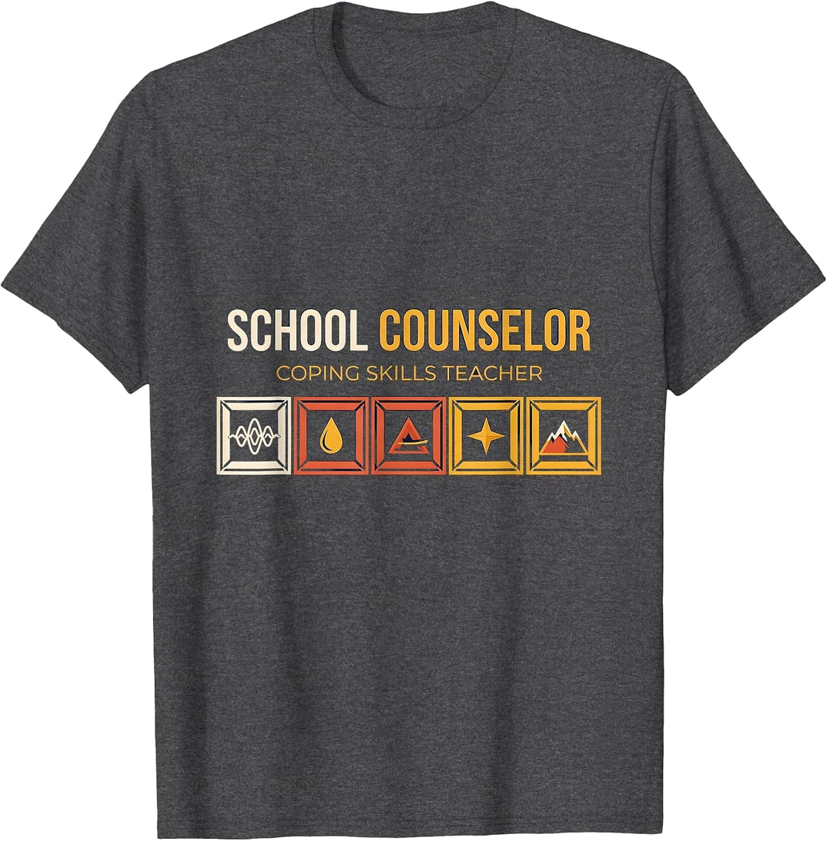 Men's School Counselor Coping Skills Teacher Geometric T-Shirt - Dark Heather Grey