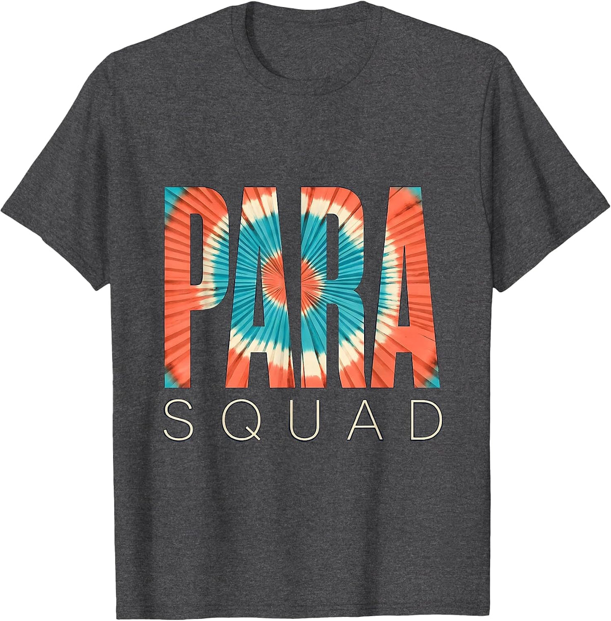 Para Squad Screenprint Tie Dye Back To School Appreciation T-Shirt - Dark Heather Grey