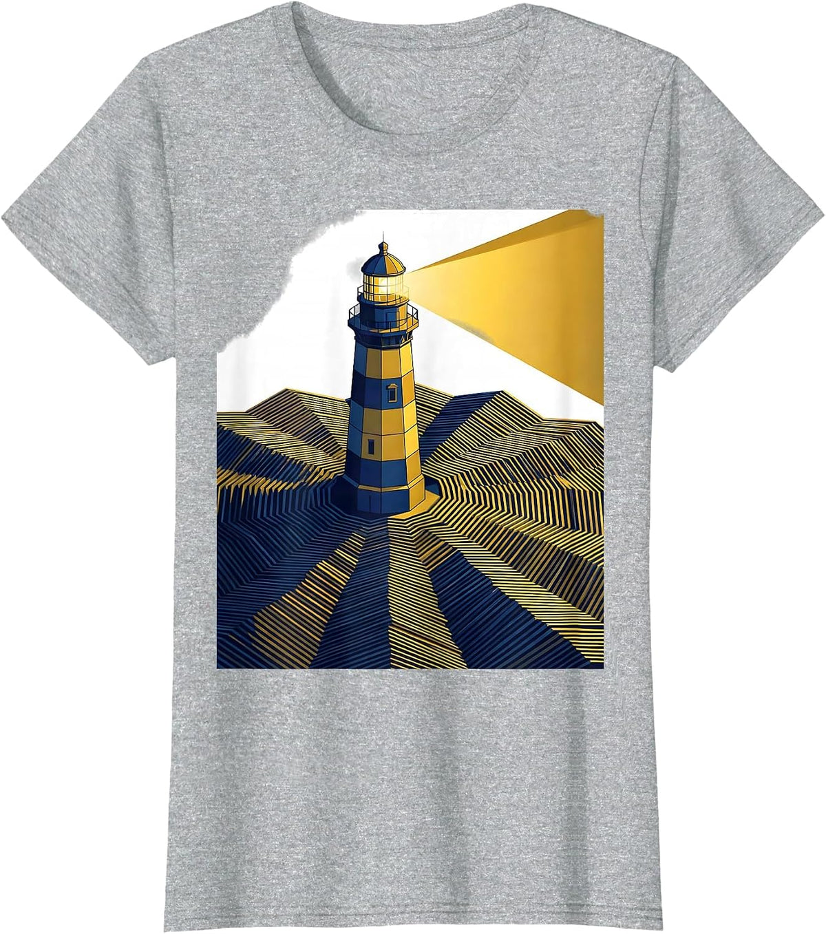 Women's Autism Awareness Lighthouse Stormy Waves Design T-Shirt - Heather Grey