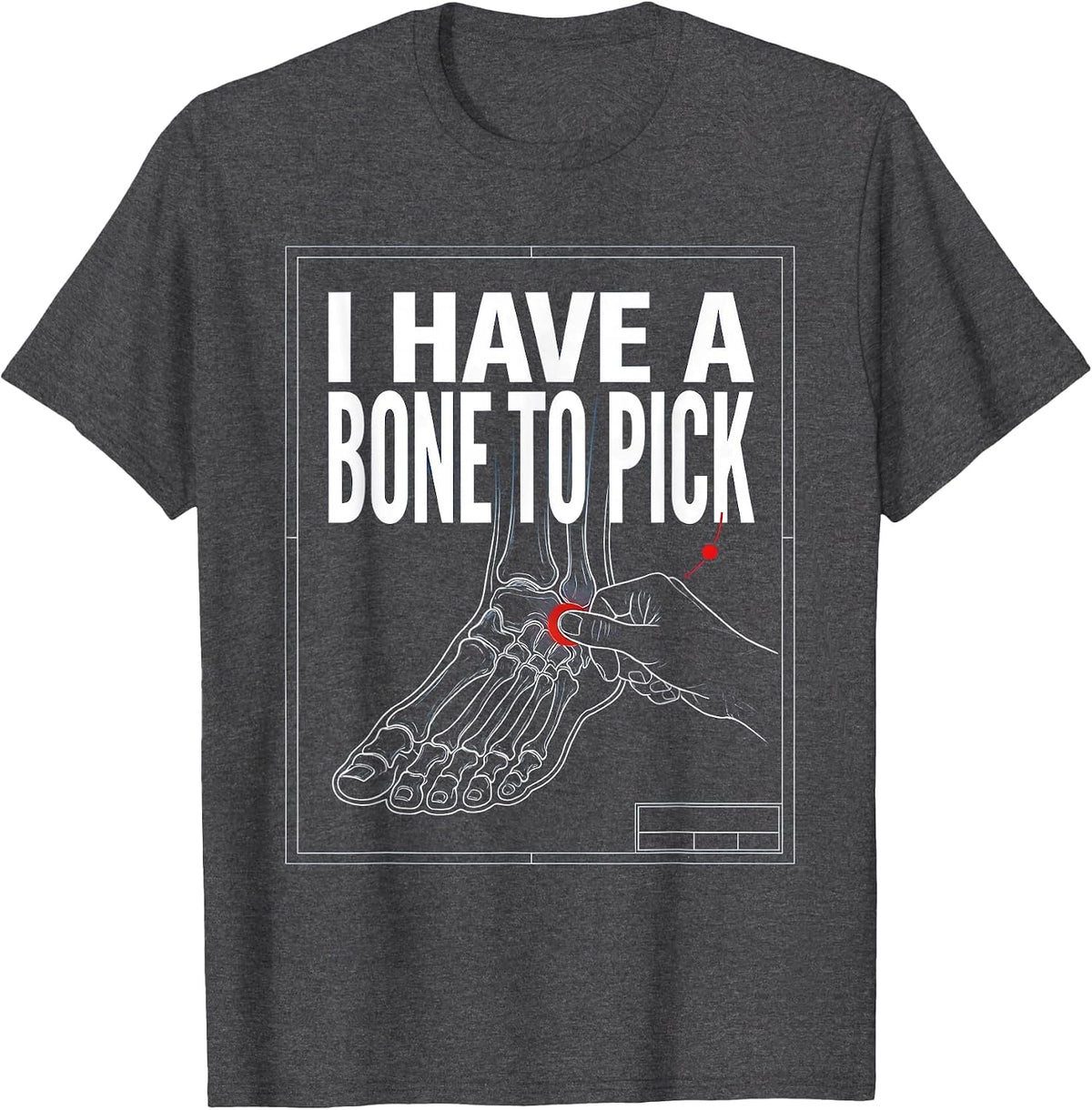 Men's I Have A Bone To Pick Technical Blueprint Physical Therapist T-Shirt - Dark Heather Grey