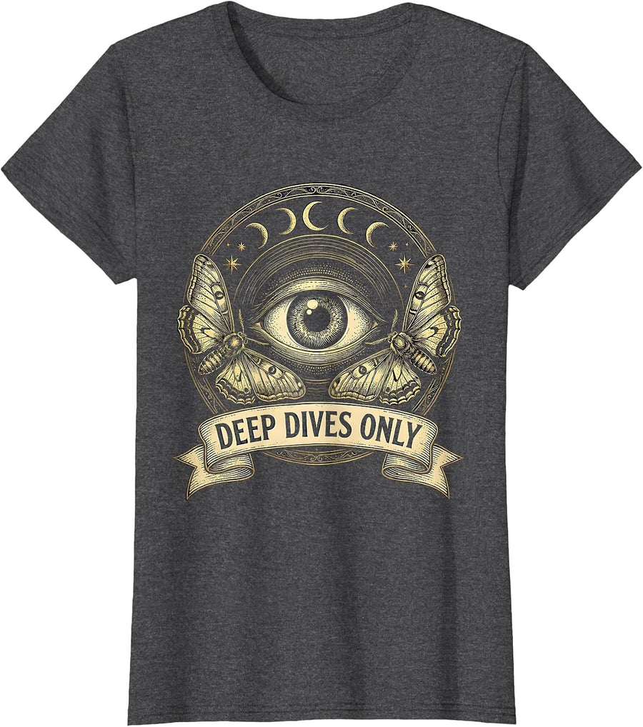 Women's Deep Dives Only Autism Awareness Design T-Shirt - Dark Heather Grey