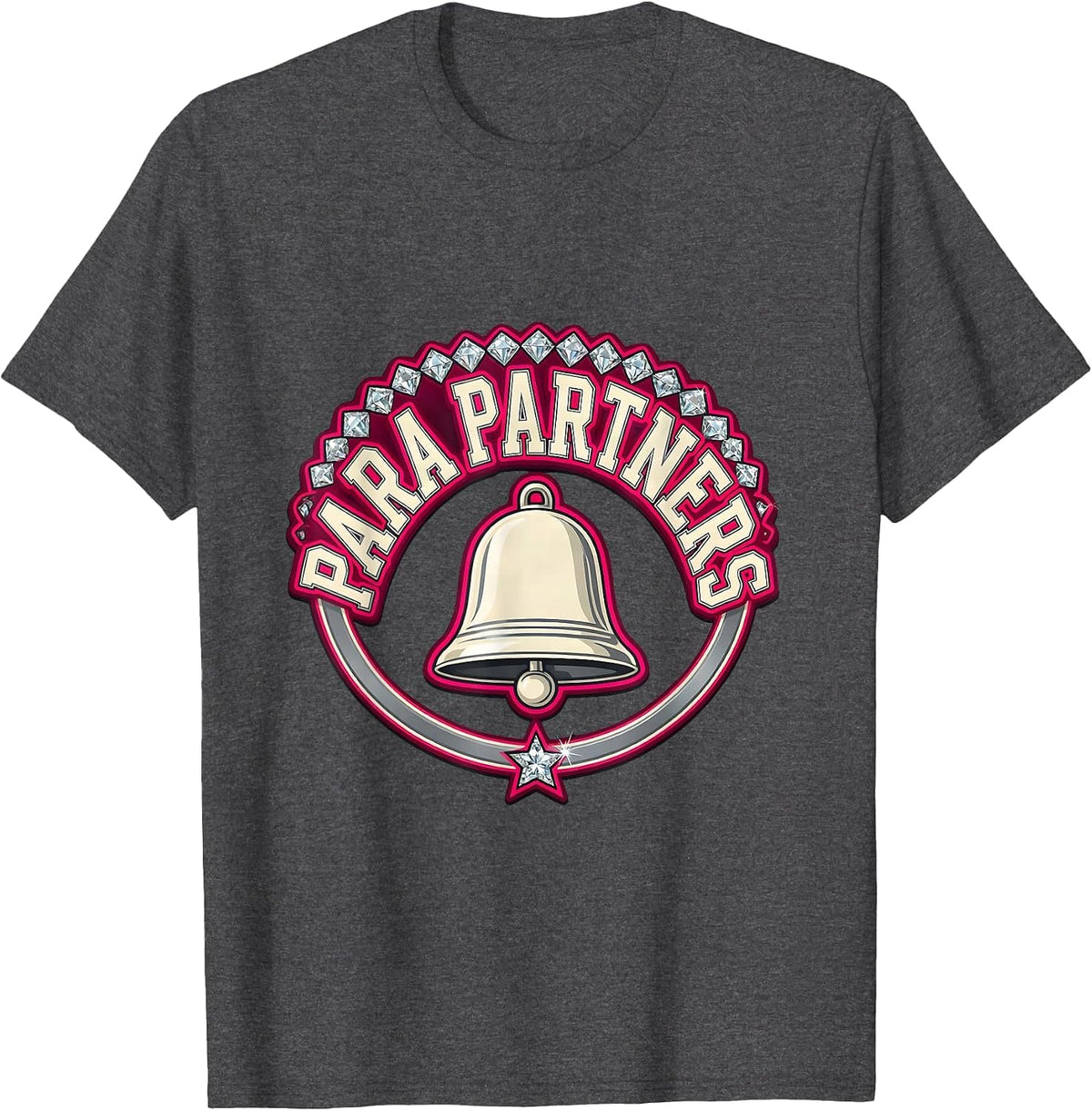 Para Partners Sparkle Varsity Collegiate Paraeducator T-Shirt - Dark Heather Grey