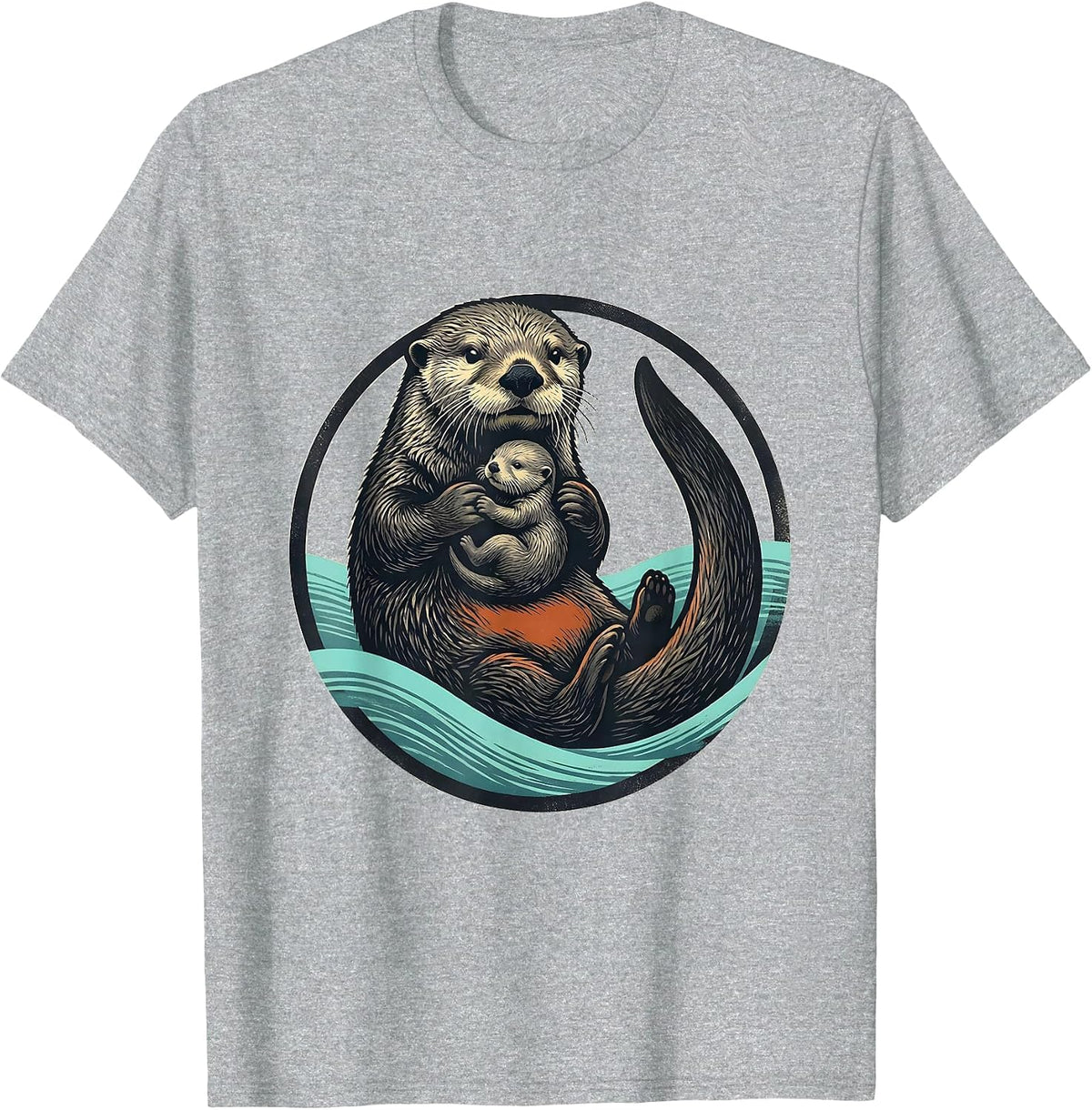 Men's Sealed Sea Otter Badge Nature Lover Gift T-Shirt - Heather Grey