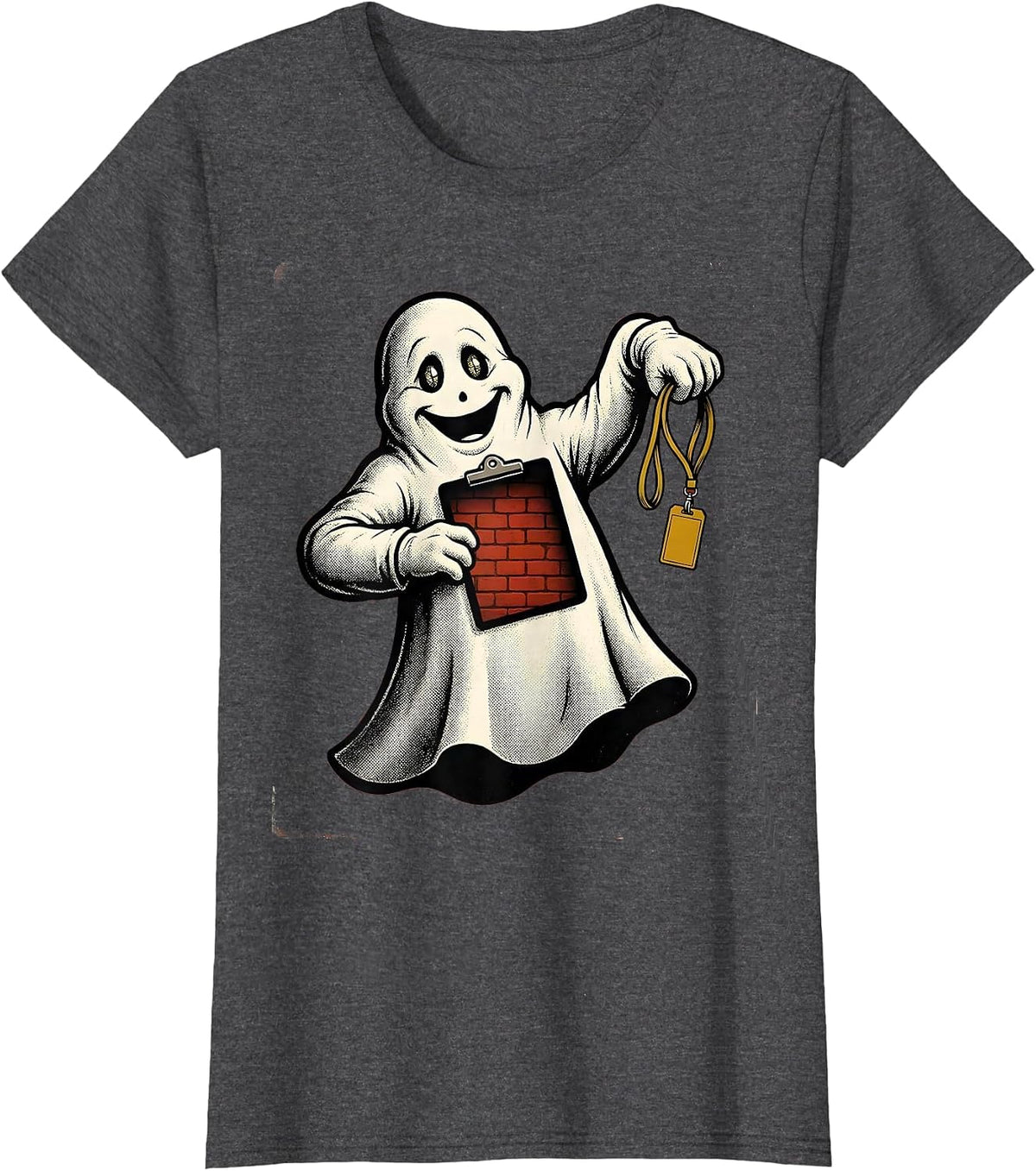 Women's Retro Cartoon Ghost Para Normal Activities SPED Teacher T-Shirt - Dark Heather Grey