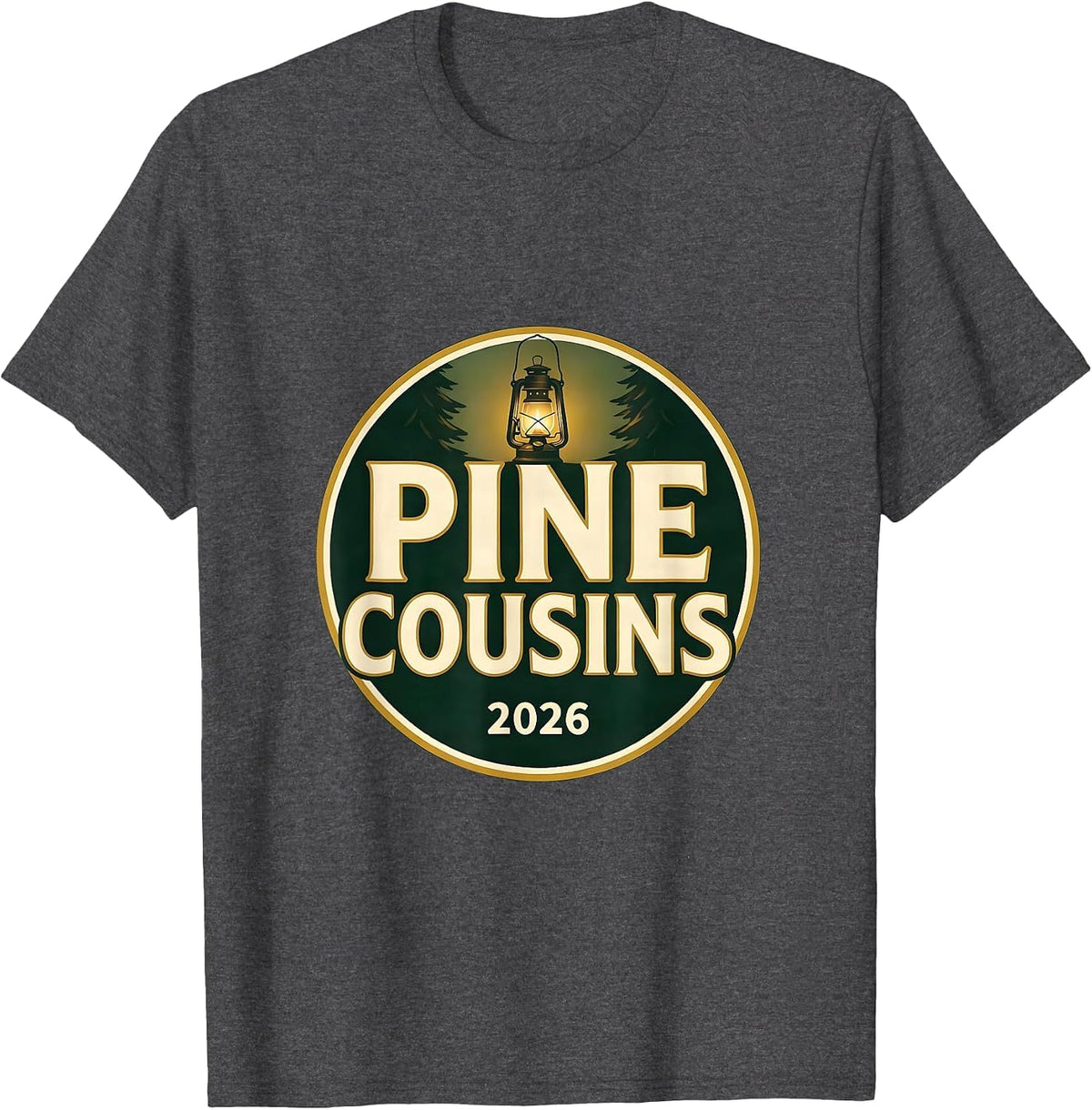 Pine Cousins 2026 Family Matching Camp Cousin Crew T-Shirt - Dark Heather Grey