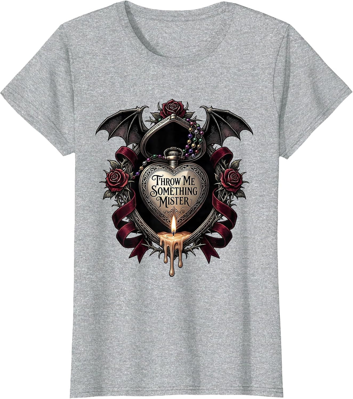 Throw Me Something Mister Mardi Gras Design T-Shirt - Heather Grey