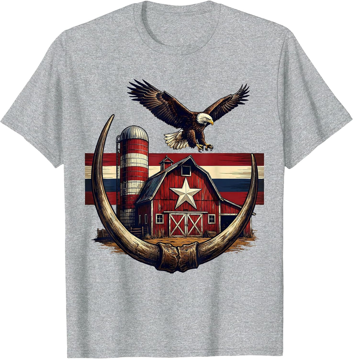 Men's Republican Barn and Silo Vast Open Sky Illustration T-Shirt - Heather Grey