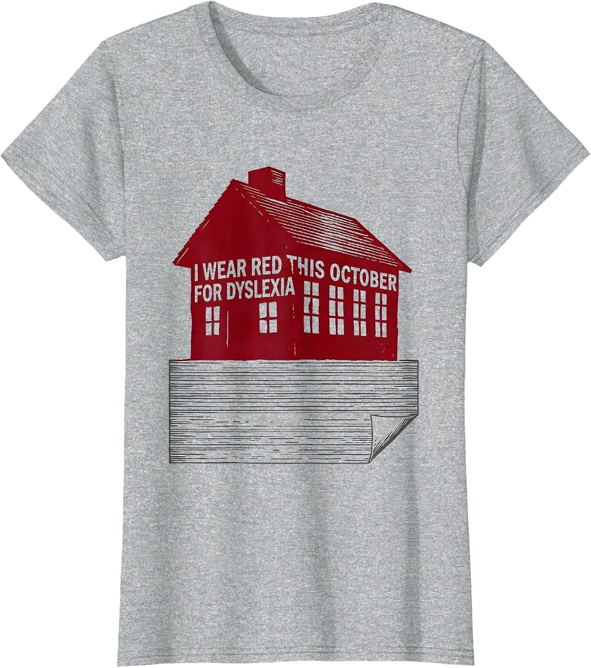 Women's I Wear Red This October for Dyslexia Teacher Dyslexia T-Shirt - Heather Grey