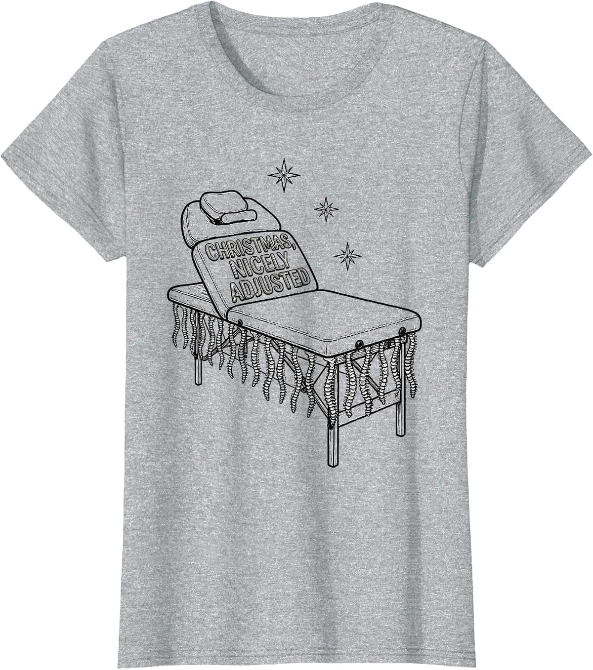 Christmas, Nicely Adjusted Line Art Chiropractor Christmas T-Shirt - Heather Grey