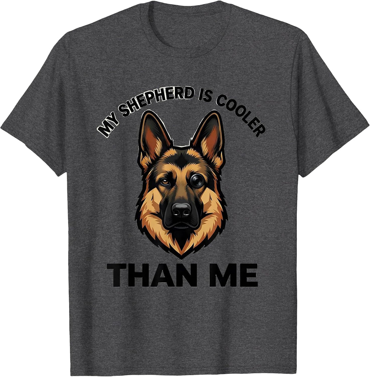 Men's My Shepherd Is Cooler Than Me Funny German Shepherd Dog T-Shirt - Dark Heather Grey