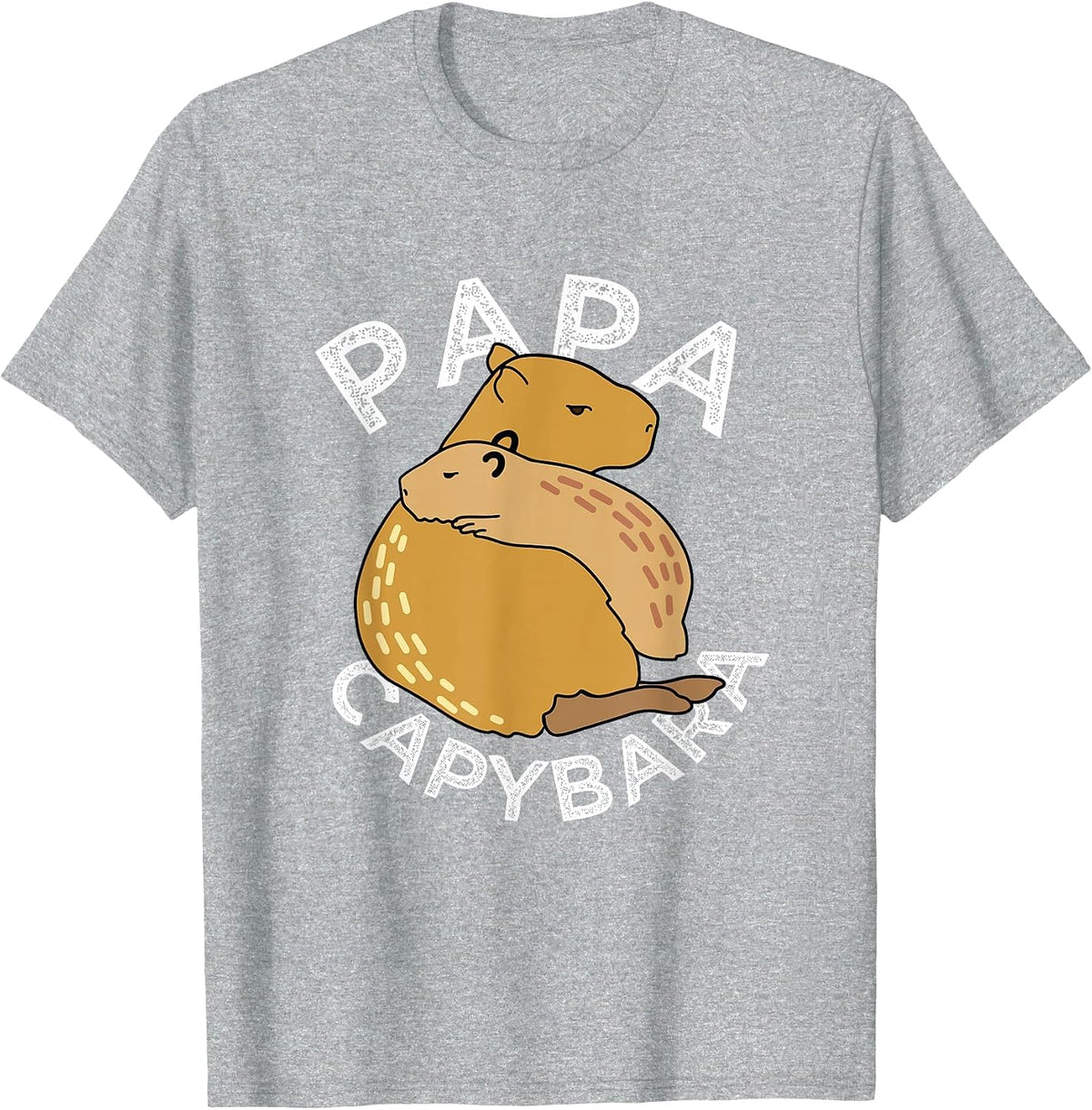 Capybara Animals Pet - Papa Capybara T-Shirt - Heather Grey