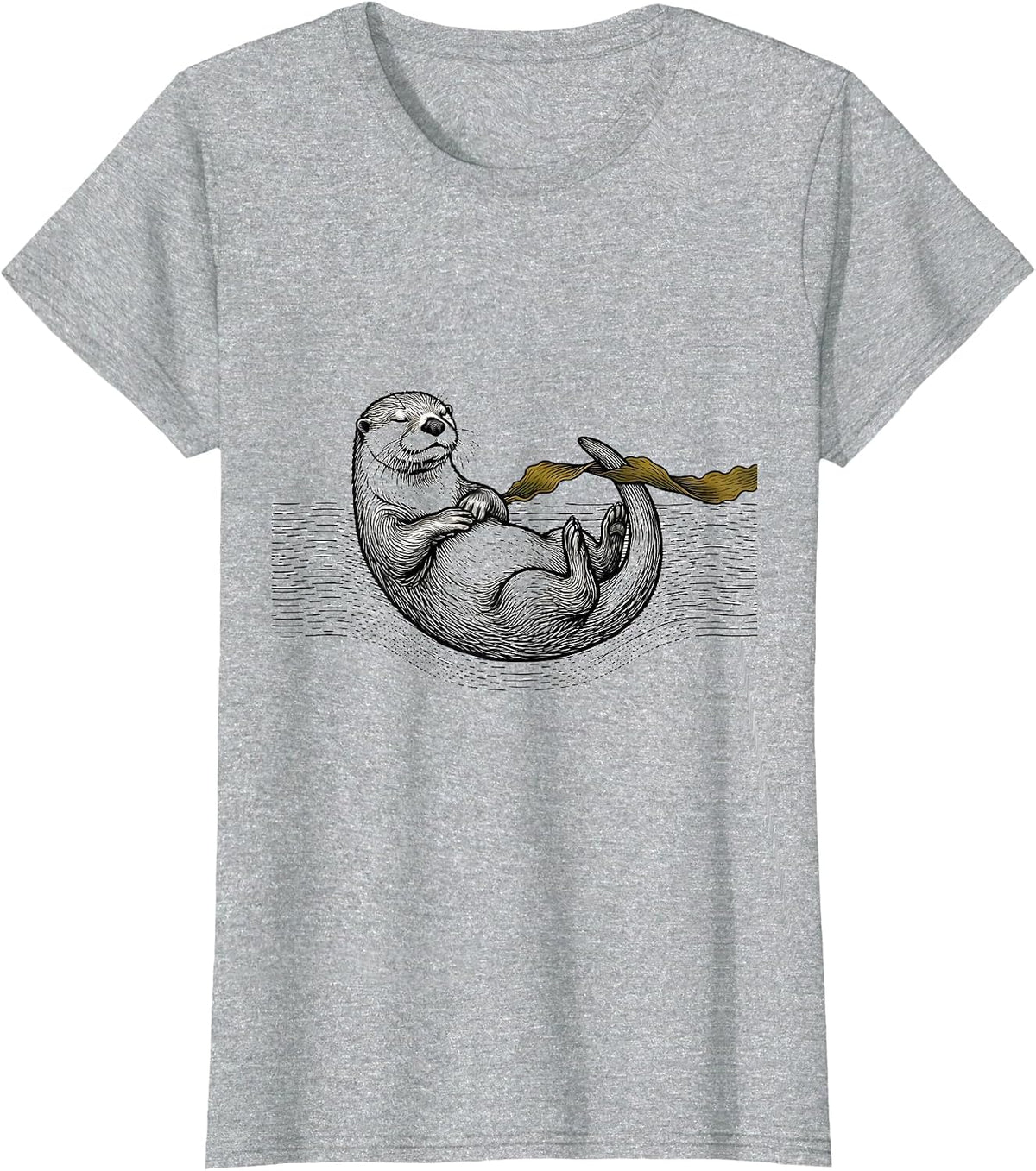 Contour Otter Line Art Funny Otter Lover Gift T-Shirt - Heather Grey