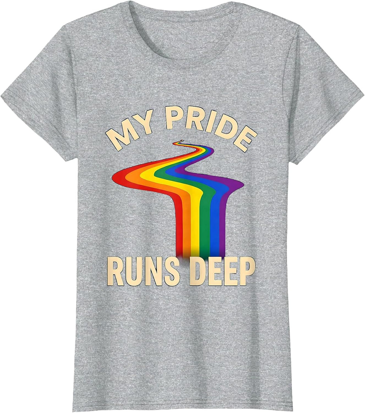 My Pride Runs Deep Pride Flag Graphic Design T-Shirt - Heather Grey