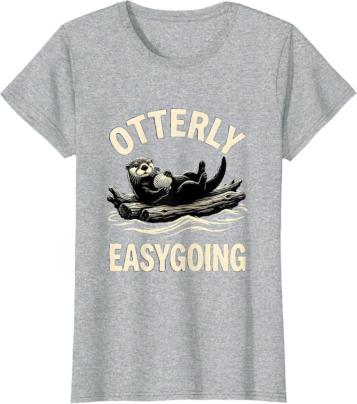 Otterly Easygoing Cute Otter Lover Humor Silly Animal Gifts T-Shirt - Heather Grey
