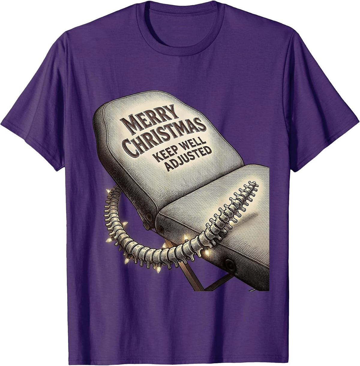Merry Christmas, Keep Well Adjusted Funny Chiropractor Gift T-Shirt - Purple