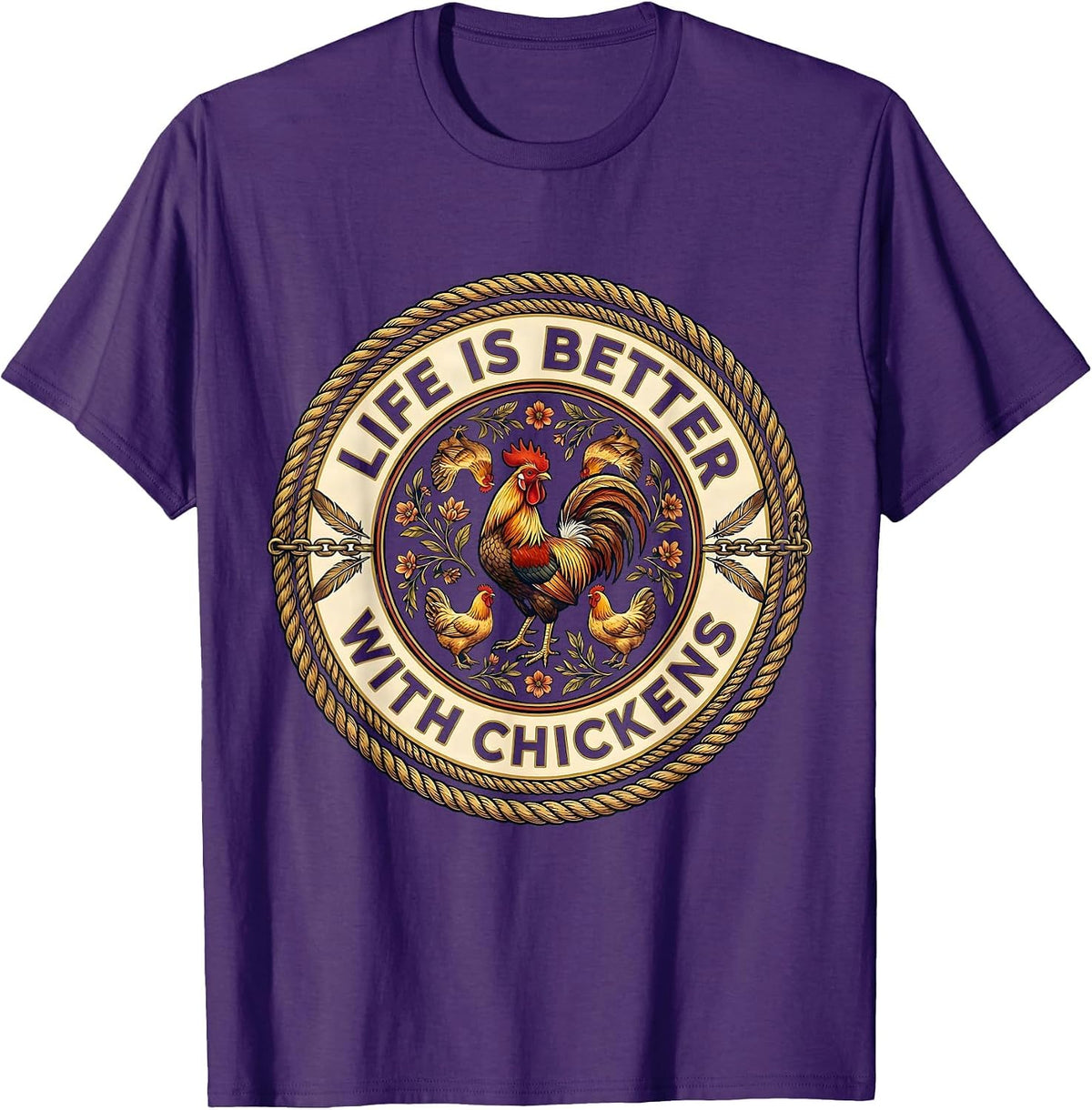 Men's Life Is Better With Chickens Funny Farm Design T-Shirt - Purple
