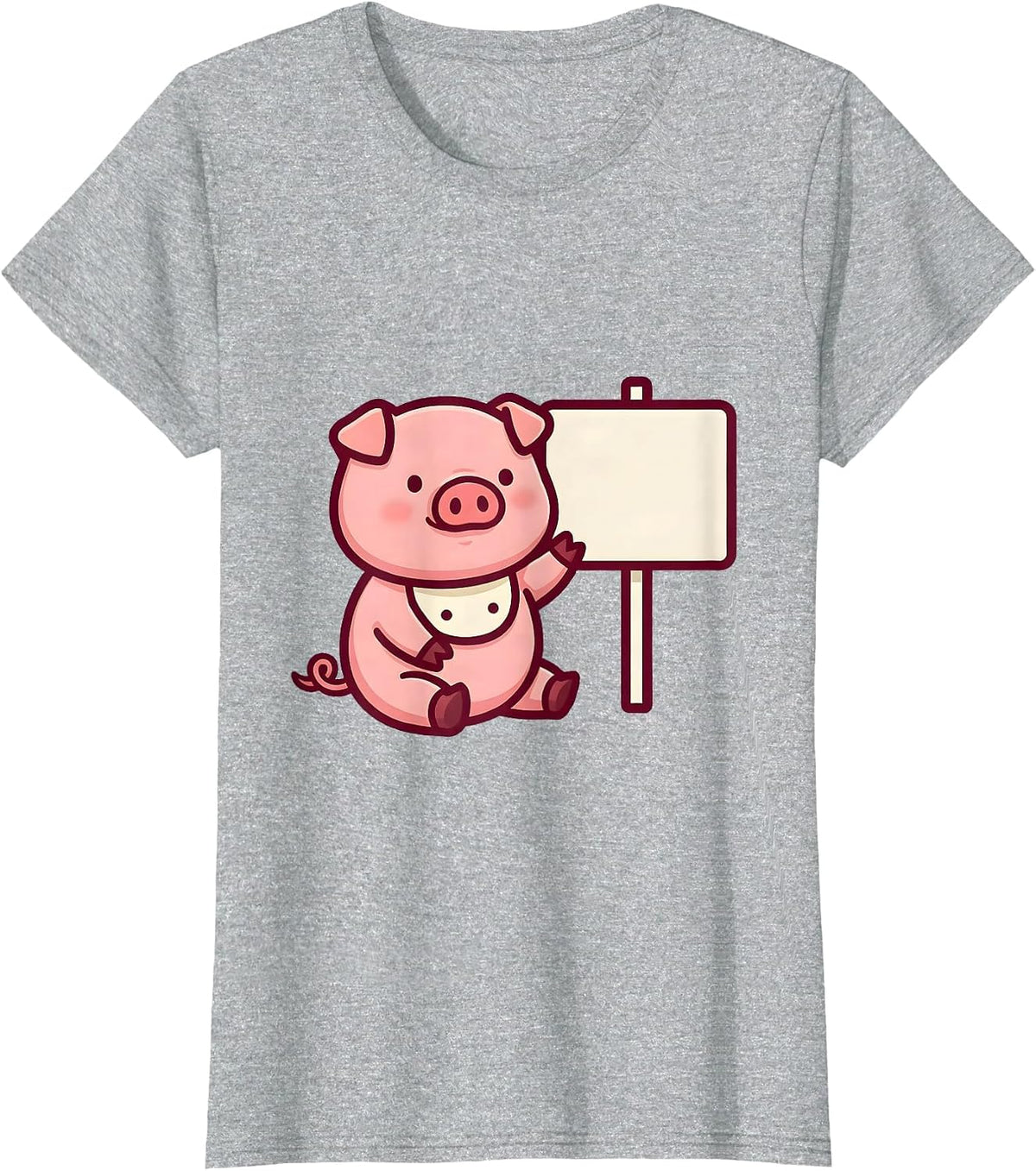 Women's Chibi Pig Kawaii Cute Pig Lover Halloween Costume T-Shirt - Heather Grey