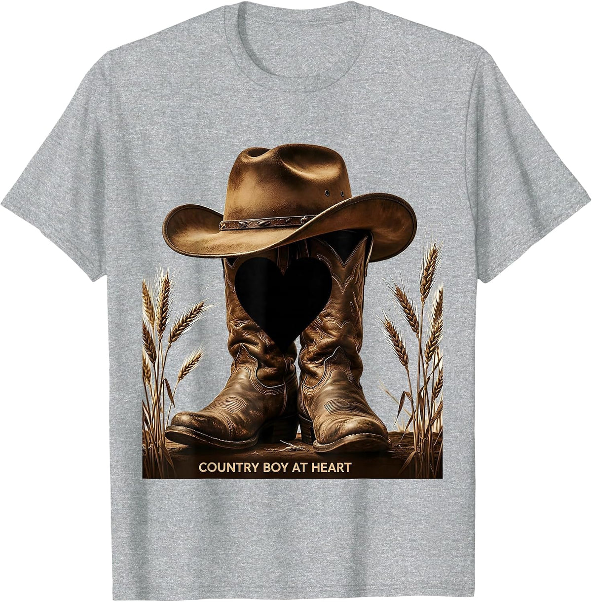 Men's Country Boy At Heart Proud Rural Living Design T-Shirt - Heather Grey