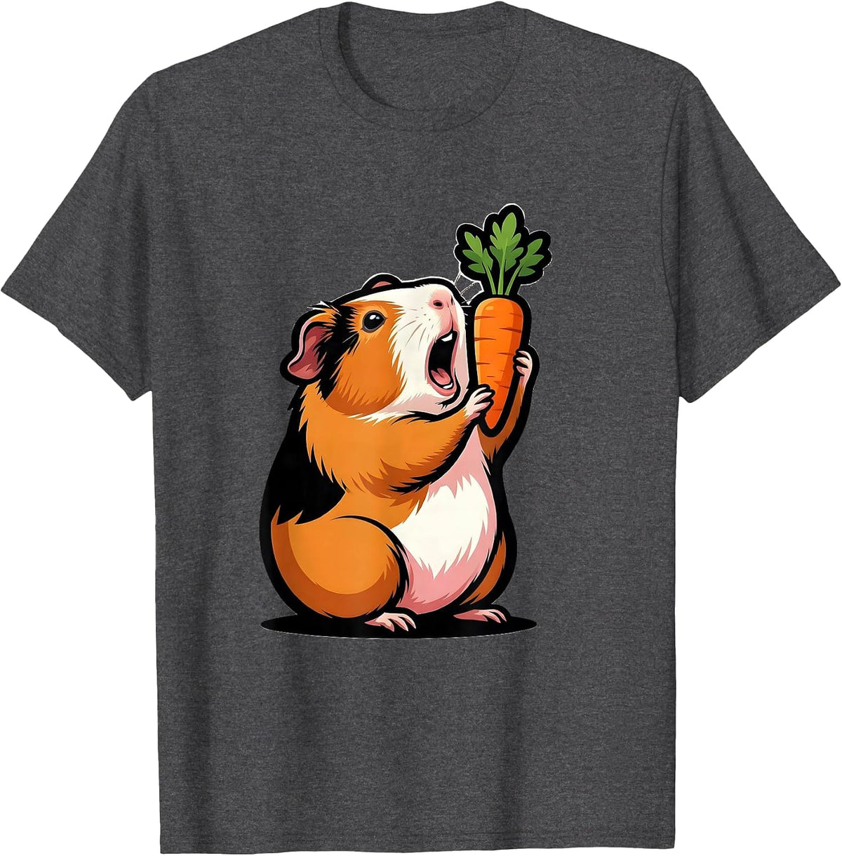Men's Tailless Rosette Guinea Pig Pet Lover Mascot Logo T-Shirt - Dark Heather Grey