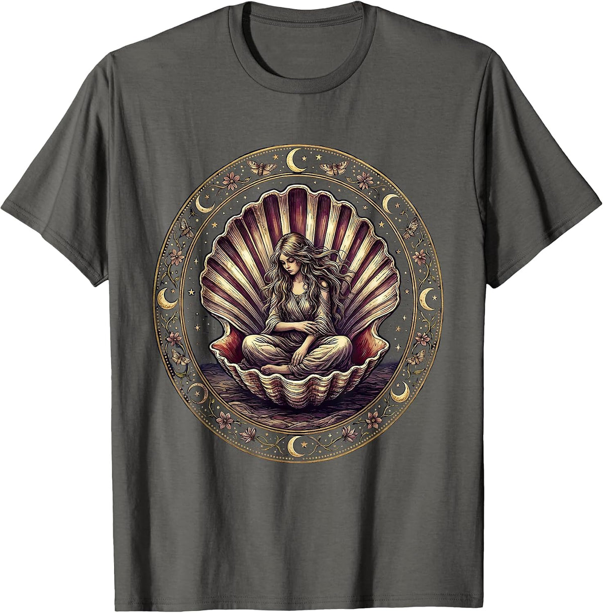 Autism Awareness Girl in Seashell Graphic Design T-Shirt - Asphalt Grey
