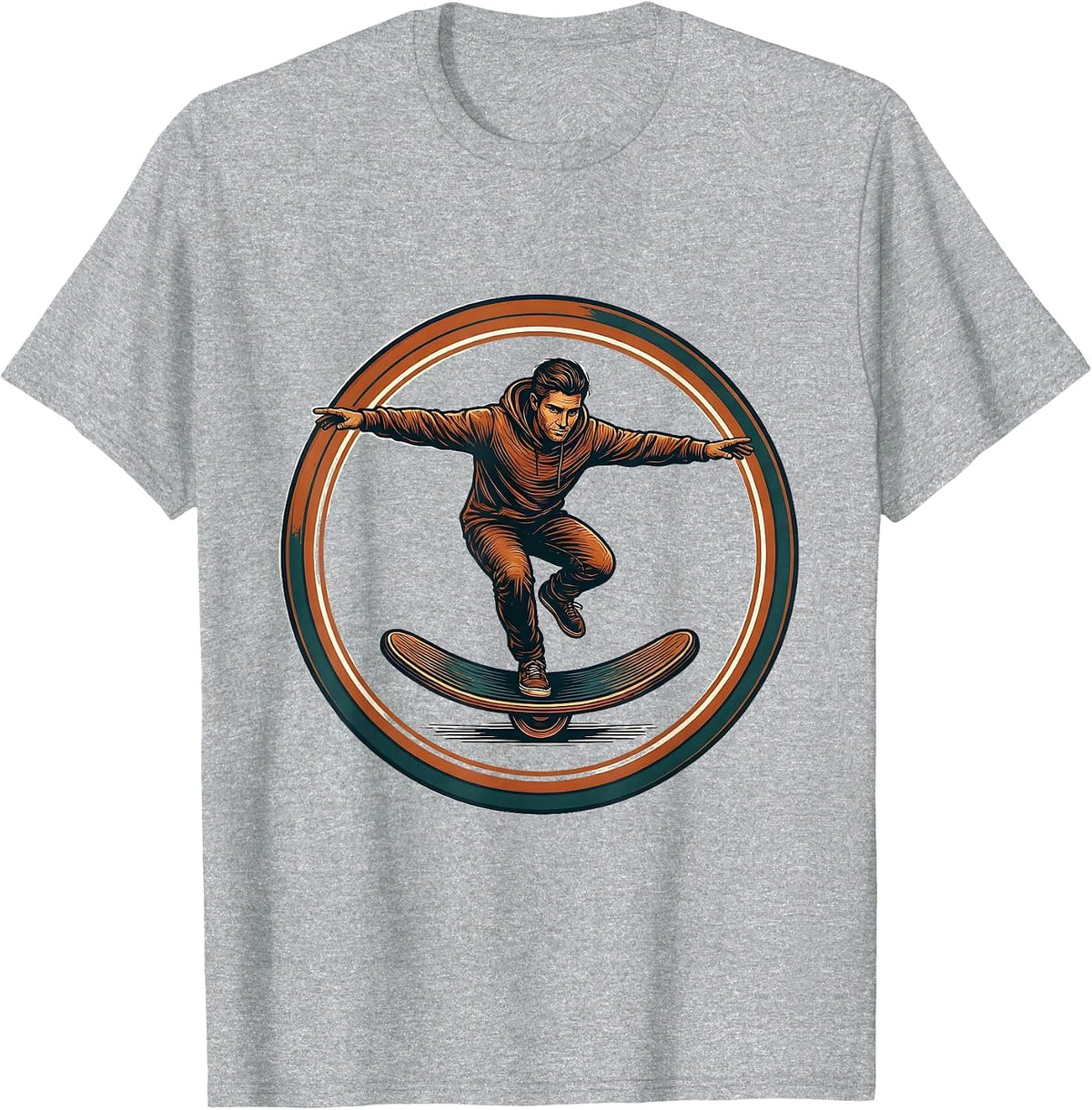 Men's Physical Therapy Balance Wobble Board Illustration T-Shirt - Heather Grey