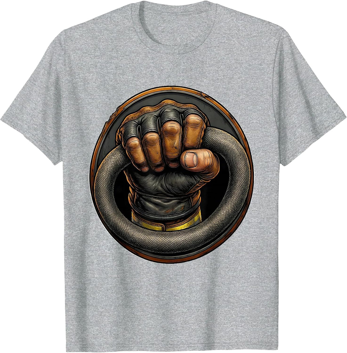Men's Firefighter Grip Gloved Fist Hose Graphic T-Shirt - Heather Grey