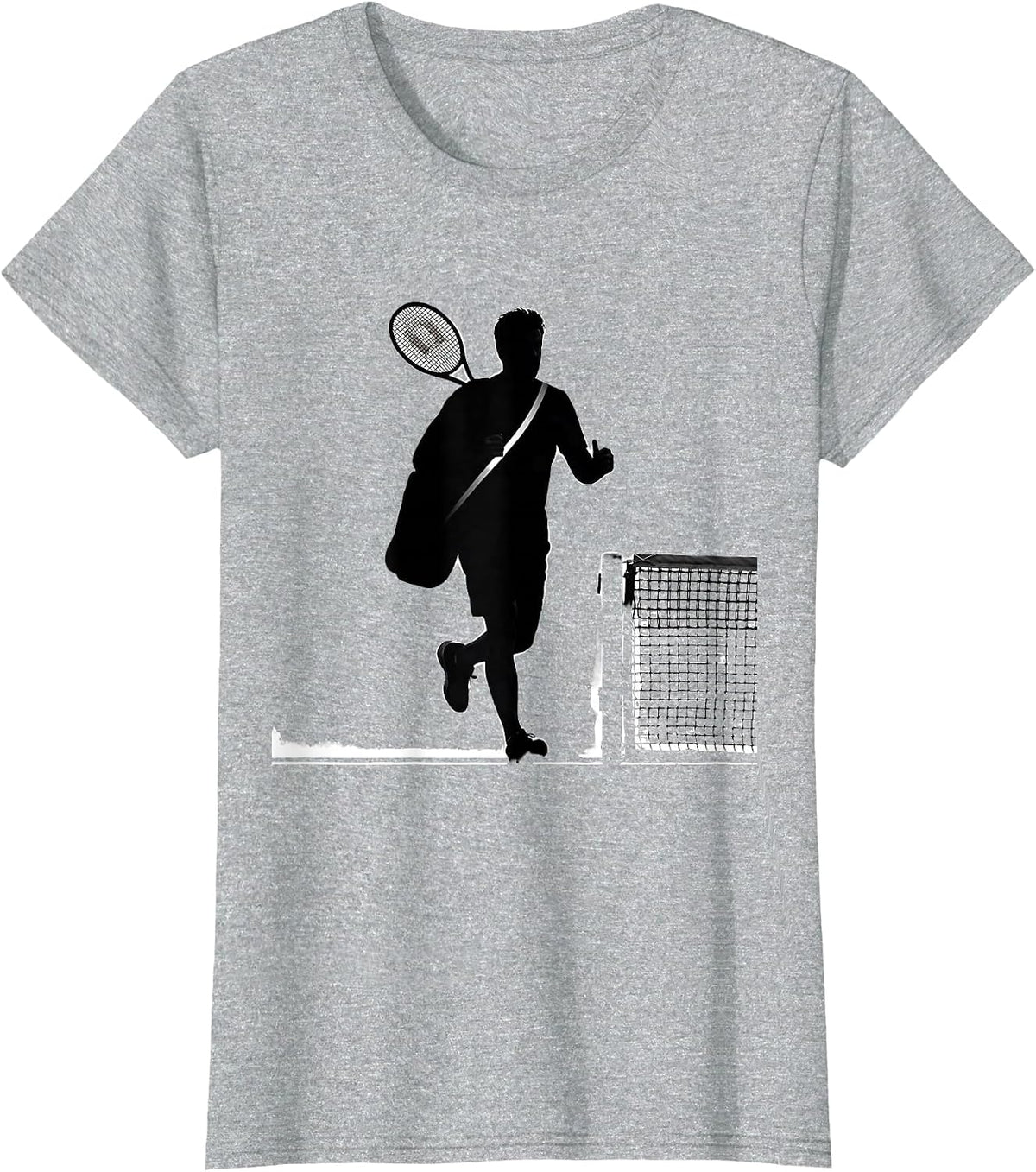 Silhouette Tennis Player Humor Sport Fan Gift T-Shirt - Heather Grey