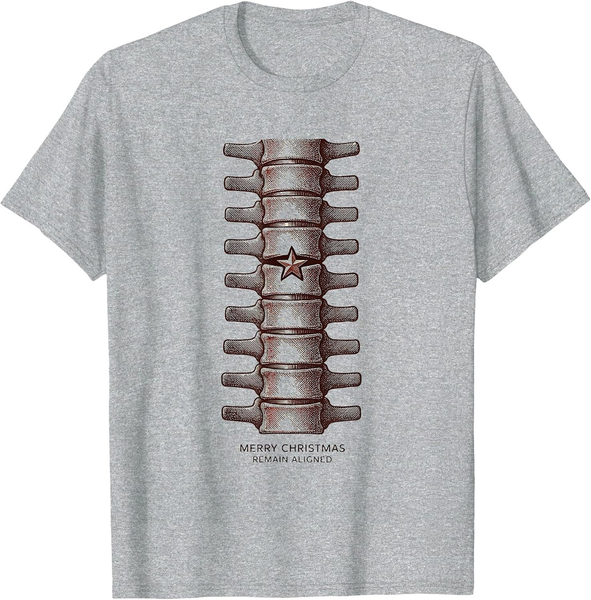 Men's Merry Christmas, Remain Aligned Funny Chiropractor T-Shirt - Heather Grey