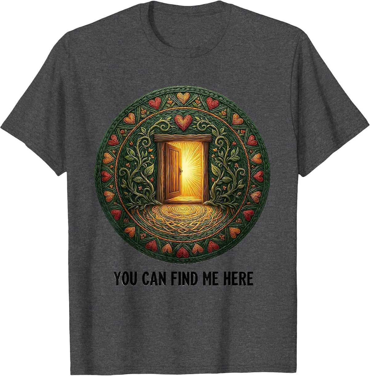 You Can Find Me Here Folk Art School Counselor Staff T-Shirt - Dark Heather Grey