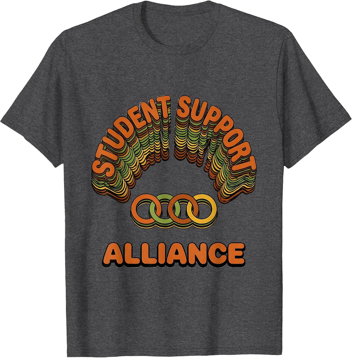 Student Support Alliance Groovy School Counselor Team T-Shirt - Dark Heather Grey