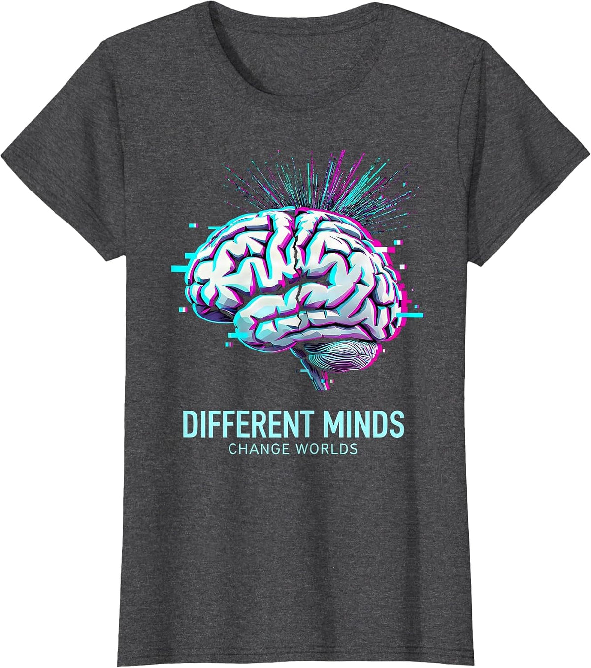 Women's Different Minds Change Worlds Autism Awareness T-Shirt - Dark Heather Grey