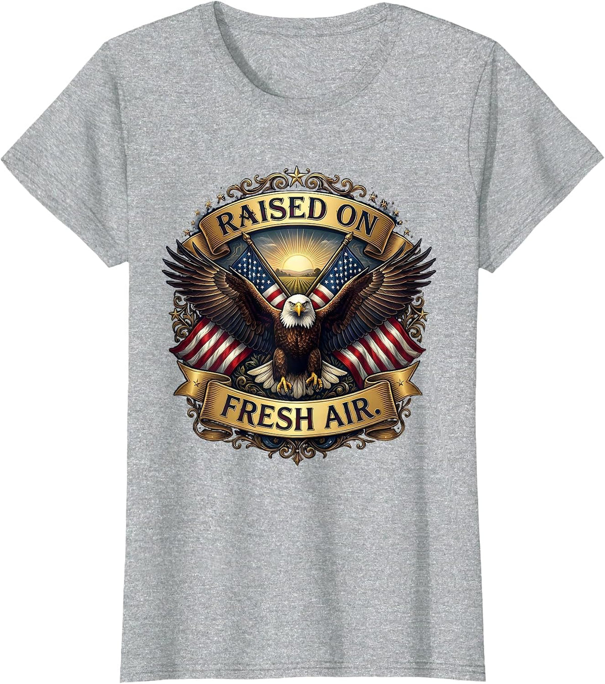 Raised on Fresh Air Outdoor Nature Design T-Shirt - Heather Grey