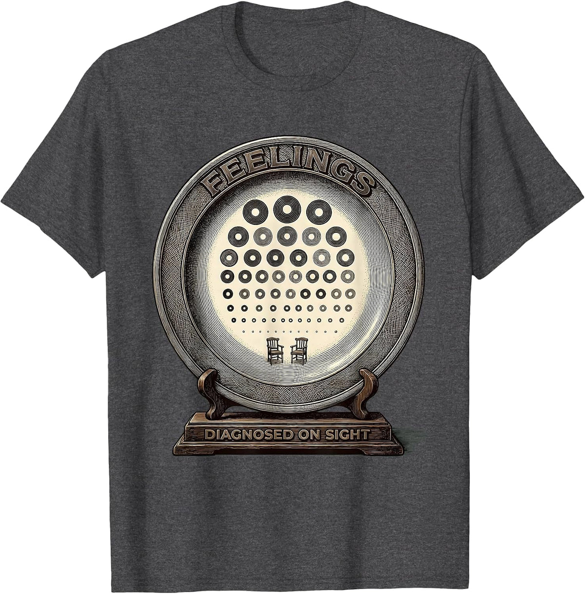 Men's Feelings, Diagnosed On Sight Groovy Retro School Counselor T-Shirt - Dark Heather Grey