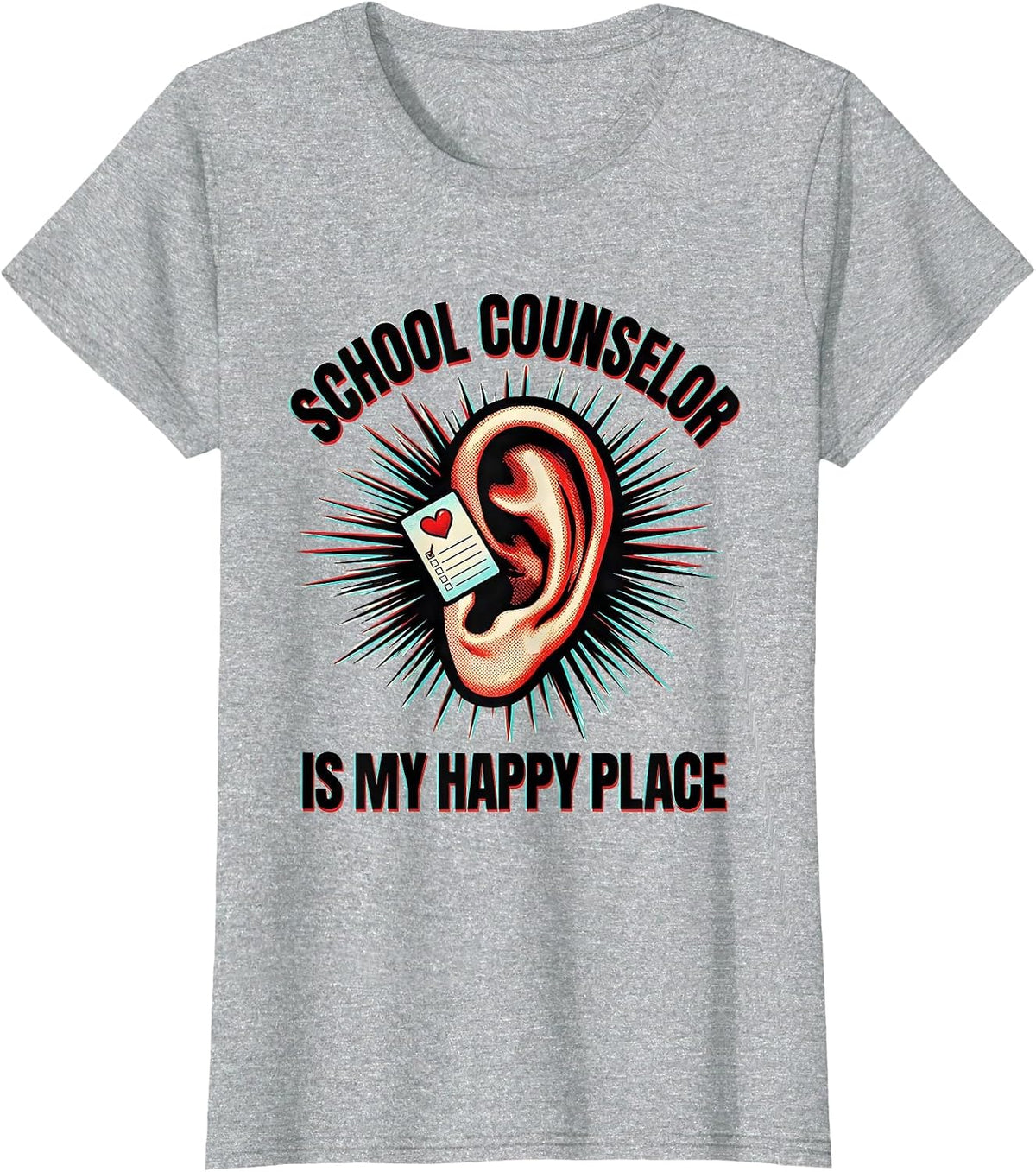 School Counselor Is My Happy Place Funny Therapist T-Shirt - Heather Grey