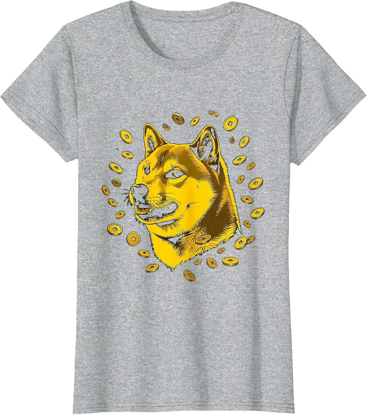 Doge Shiba Inu Crypto Coin Shower Meme Graphic T-Shirt - Heather Grey