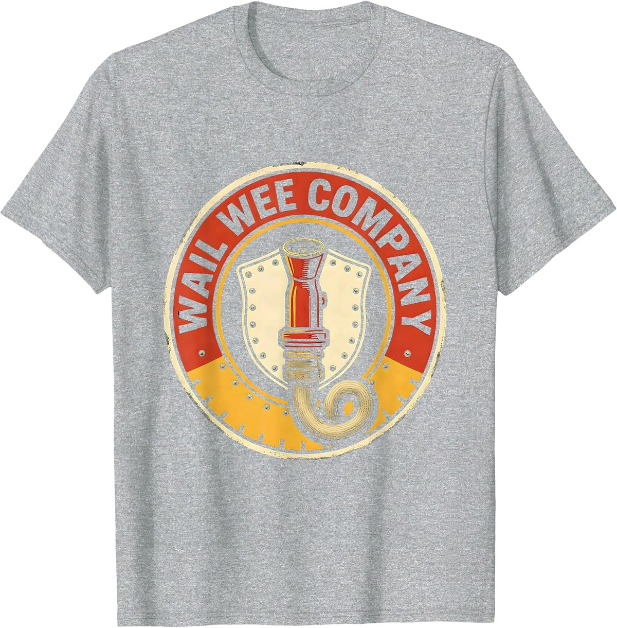 Men's Wail Wee Company Funny Firefighter Badge Emblem Firefighter T-Shirt - Heather Grey