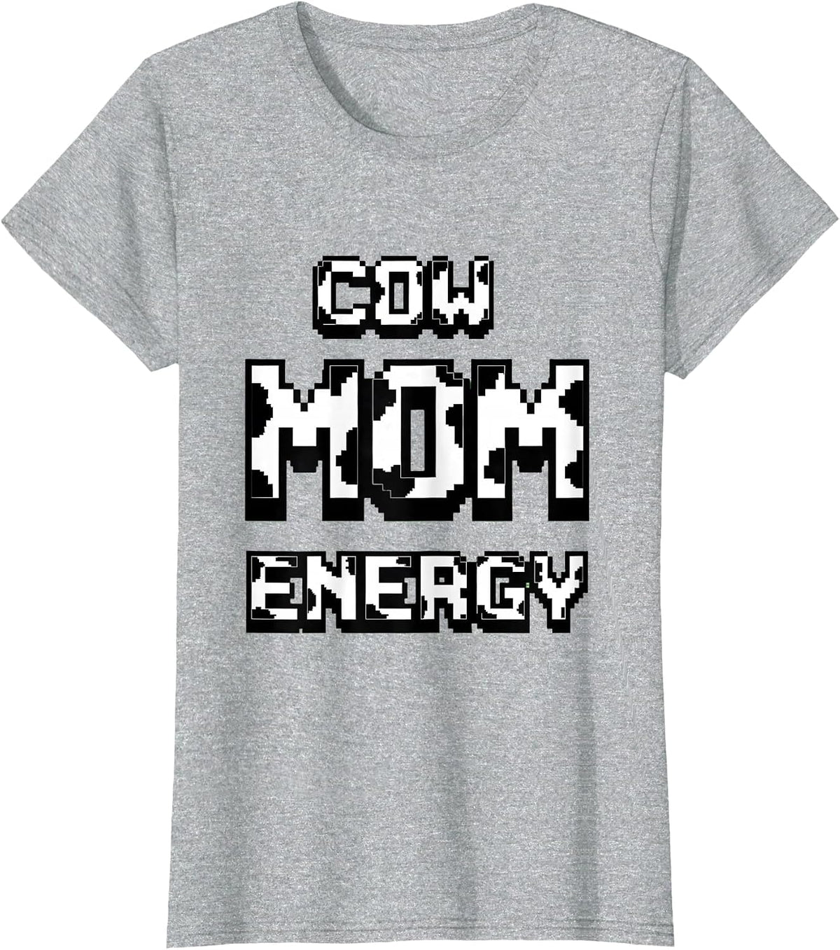 Cow Mom Energy Funny Cattle Lover Design T-Shirt - Heather Grey
