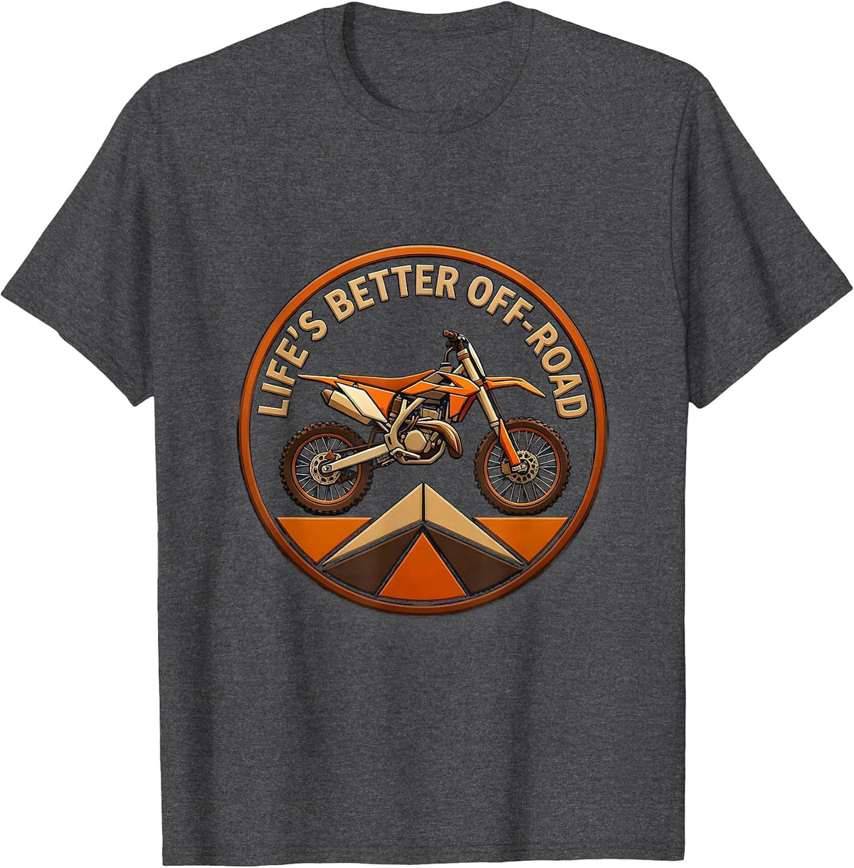 Men's Life's Better Off-Road Dirt Bike Design T-Shirt - Dark Heather Grey