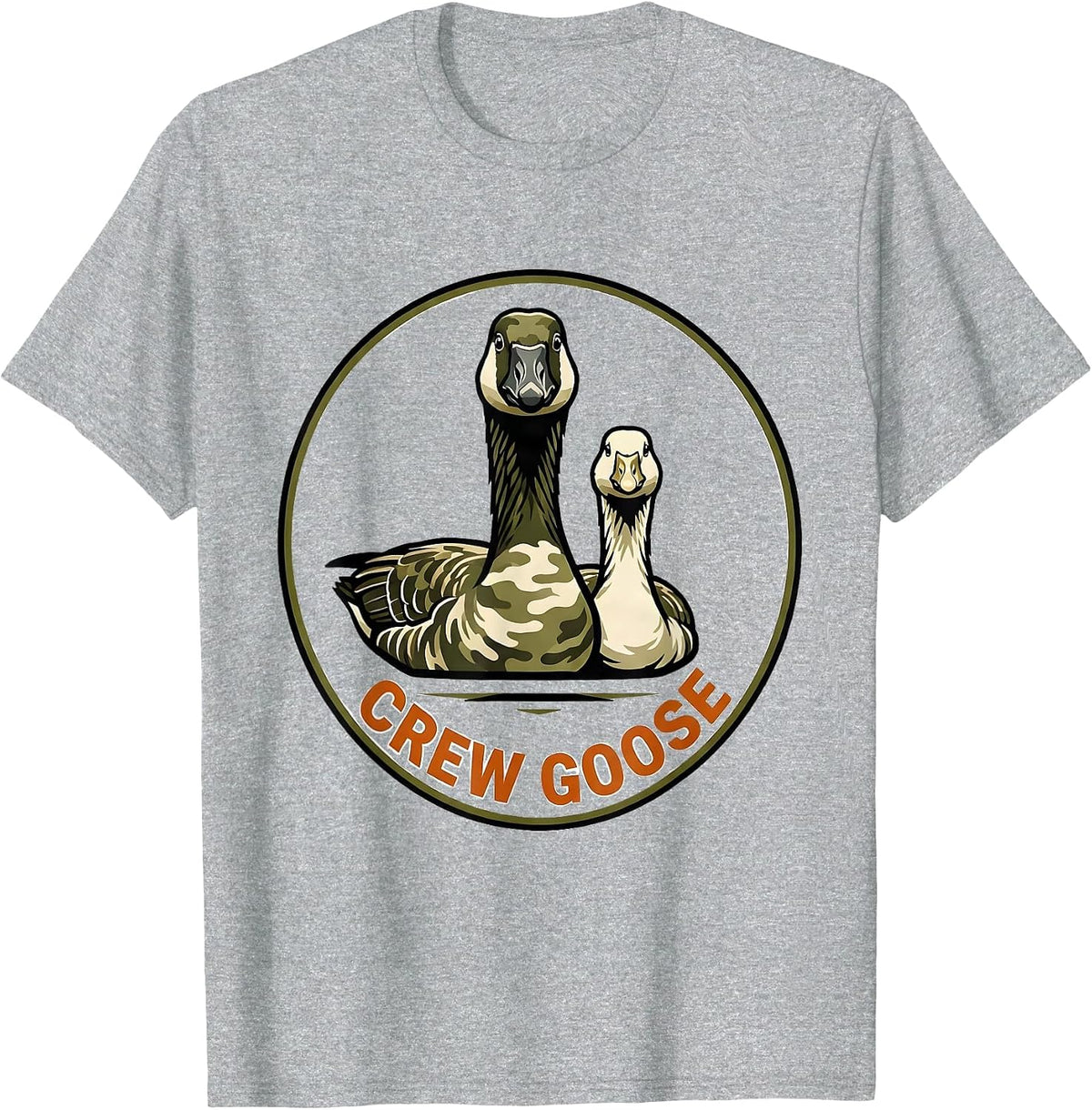 Men's Crew Goose Camo Duck Hunting Youth Humor T-Shirt - Heather Grey