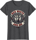Women's Red White and Me Patriotic Kids Design T-Shirt - Dark Heather Grey