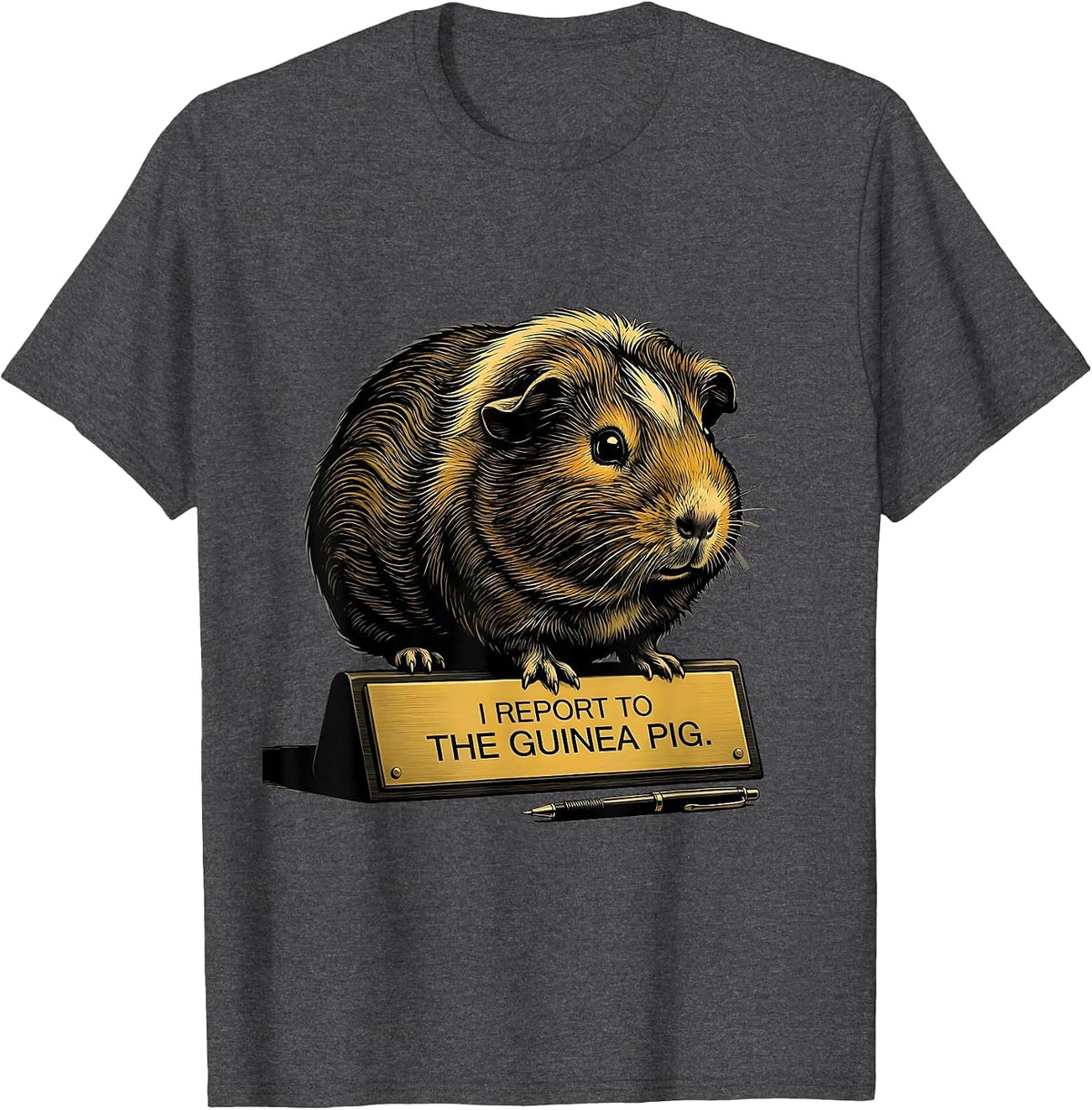 I Report To The Guinea Pig Funny Pet Lover Everyday Humor T-Shirt - Dark Heather Grey