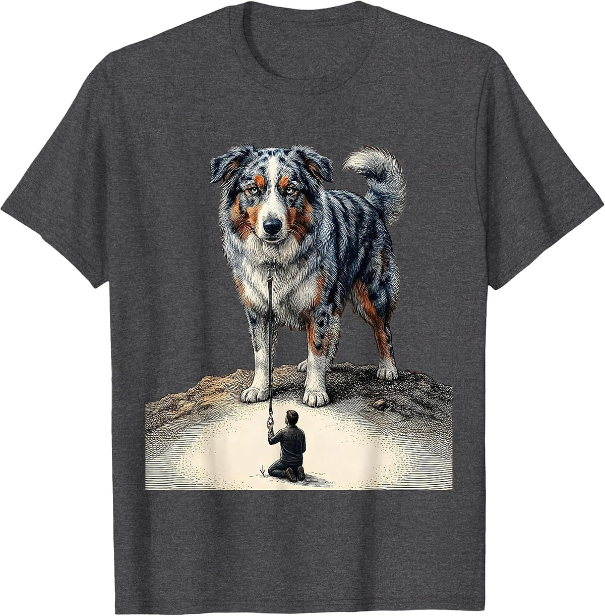 Men's Australian Shepherd Dog Mom Dad Humor Mini Aussie Gift T-Shirt - Dark Heather Grey