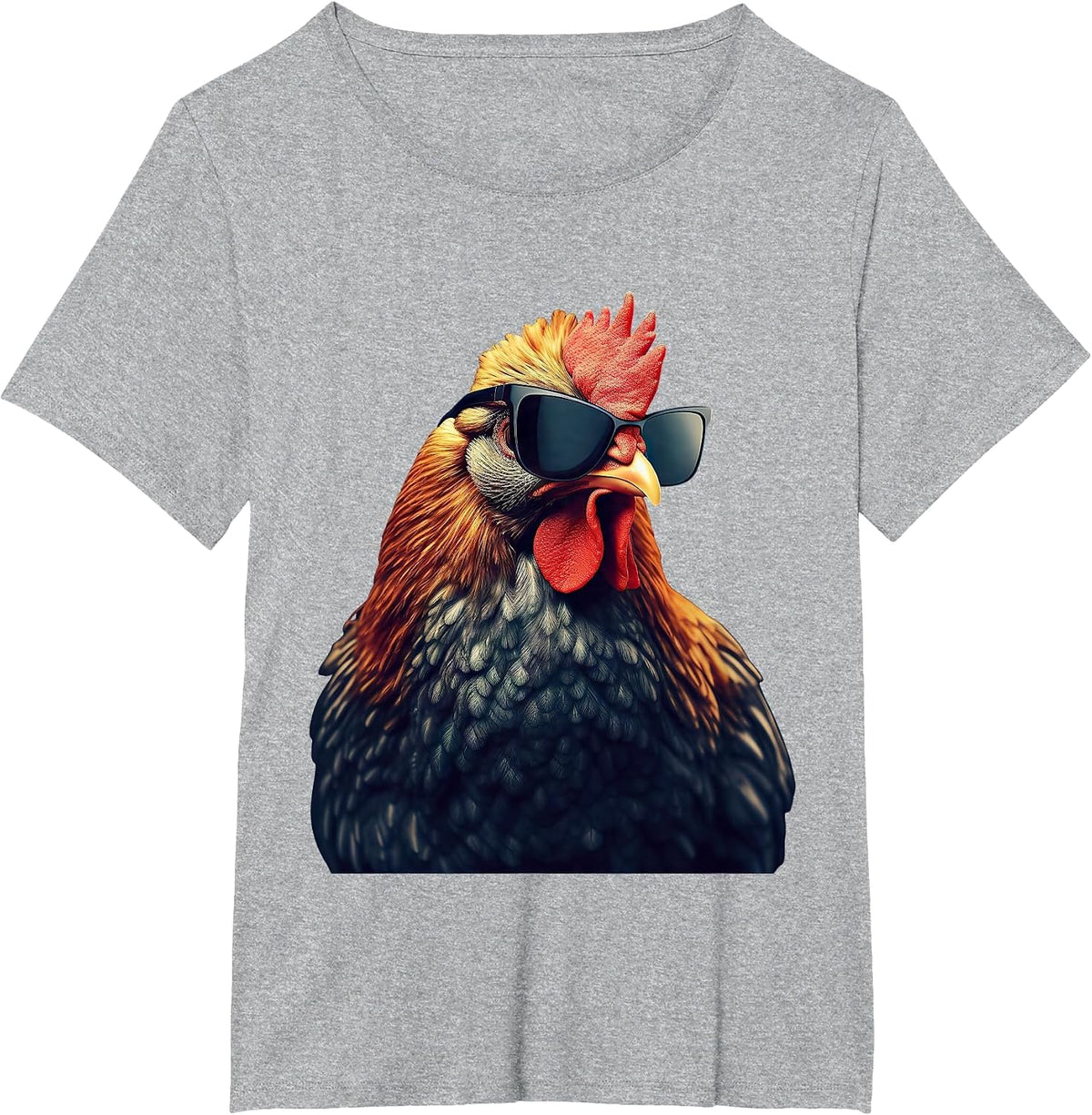 Retro Vintage Chicken Cool Rooster Wearing Sunglasses T-Shirt - Heather Grey