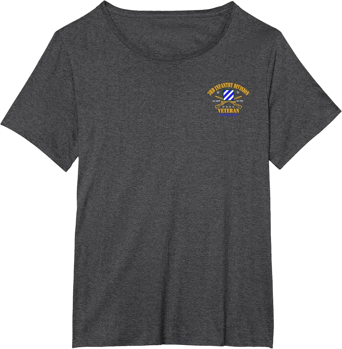 3rd Infantry Division Veteran Shirt Small Logo Veterans Day T-Shirt - Dark Heather Grey