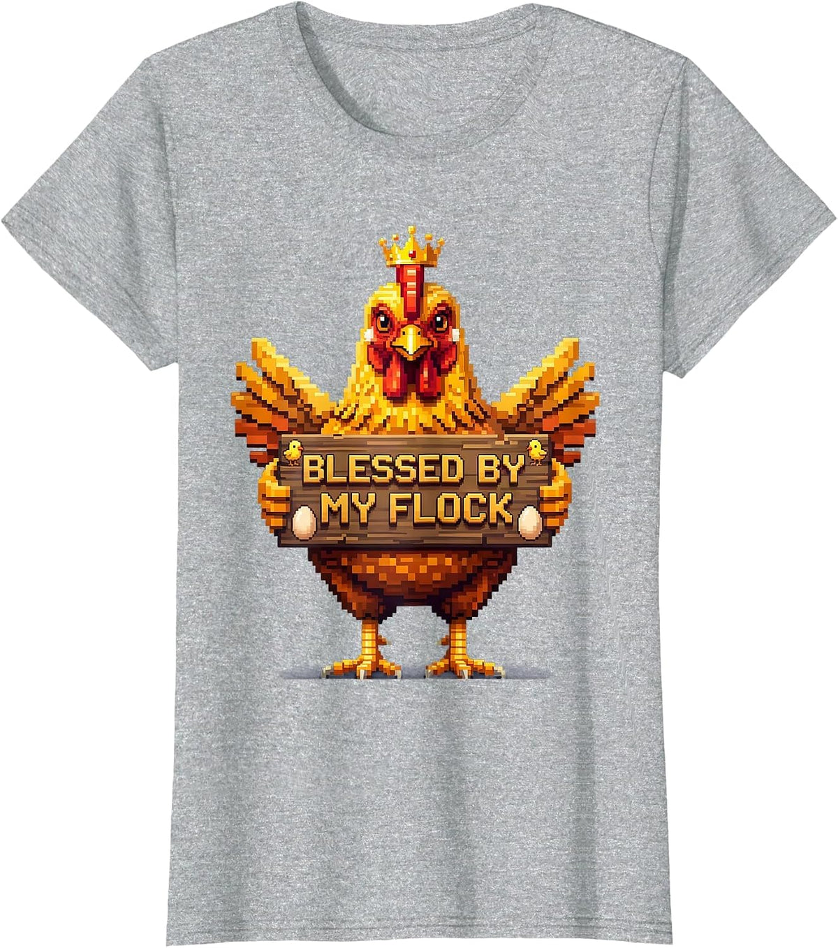 Blessed By My Flock Chicken Lover Design T-Shirt - Heather Grey