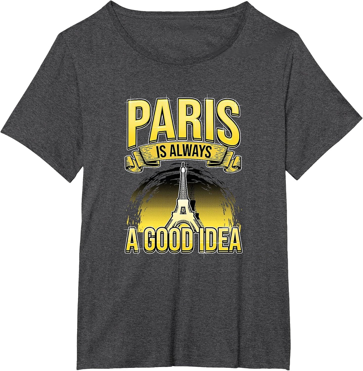 Paris is Always a Good Idea, Eiffel Tower with Sunshine T-Shirt - Dark Heather Grey